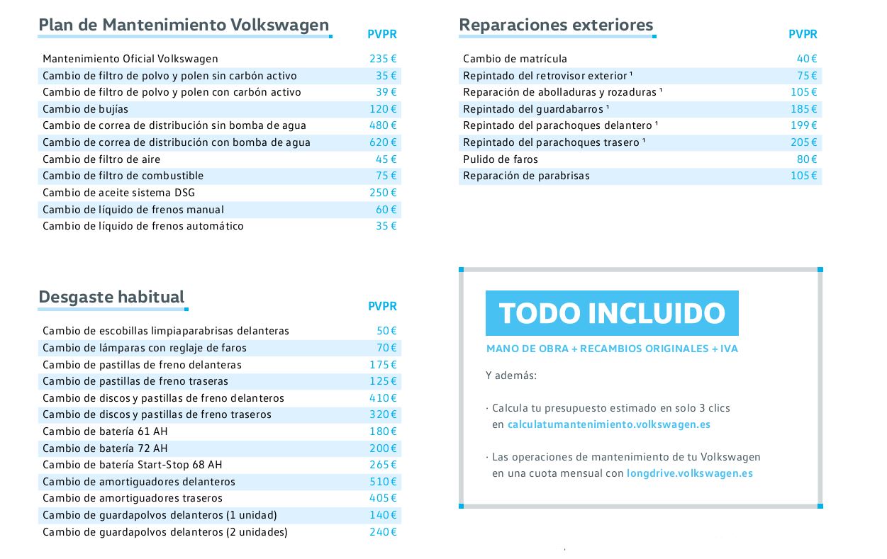 Libro Blanco del mantenimiento de Volkswagen EOS 2018. Precios Actualizados.
